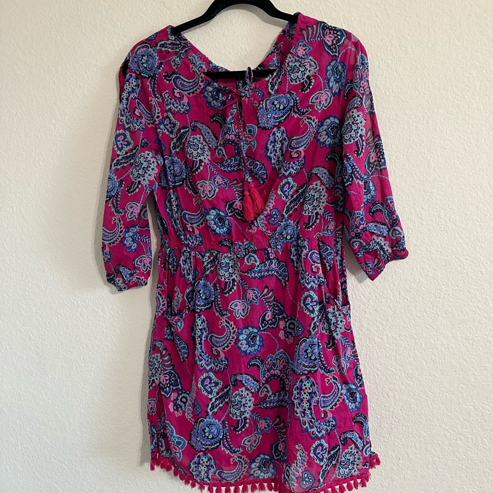 Talbots  Pink Blue Seashell Swimsuit Coverup dresses size S